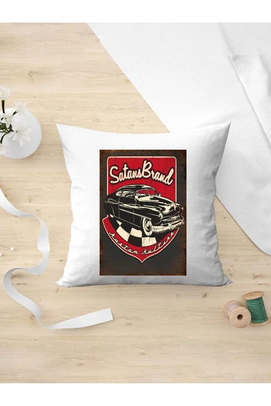 Panorama Ajans Retro Tarz Severlere Satans Brand Tasarım Oda Dekoru Arkadaşa Kişiye Hediyelik Yastık Kılıfı ürün görseli 1