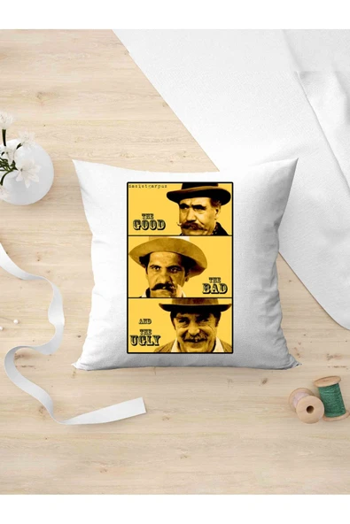 Panorama Ajans Yeşil Çam Karakterleri The Good The Bad The Ugly Tasarım Oda Dekoru Arkadaşa Kişiye Yastık Kılıfı ürün görseli 1