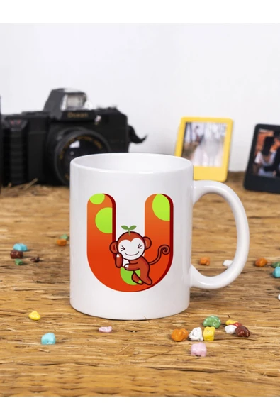 Panorama Ajans Çocuklar İçin Eğlenceli Hediye U Harfi Beyaz Kupa Bardak ürün görseli