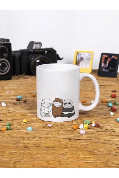 Panorama Ajans Maskeli Kafadar Ayılar En Yakın Arkadaşlara Özel Pandemi Beyaz Kupa Bardak ürün görseli