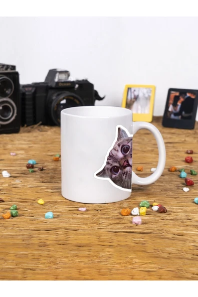 Panorama Ajans Yaramaz Kedi Rozet Sevimli Hediye Beyaz Kupa Bardak ürün görseli