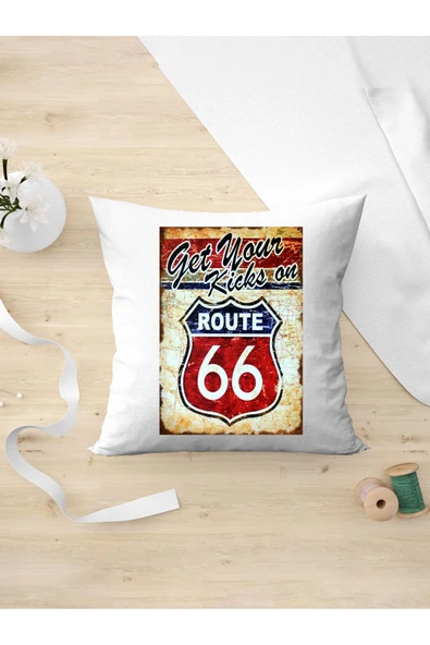 Panorama Ajans Retro Severlere Route 66 Arkadaşa Kişiye Hediyelik Yastık Kılıfı ürün görseli
