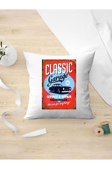 Panorama Ajans Retro Severlere Kırmızı Mavi Klasik Araba Tasarımlı Oda Dekoru Yastık Kılıfı ürün görseli