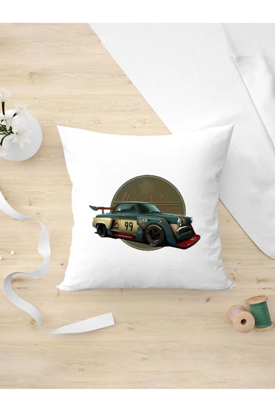 Panorama Ajans Retro Tarz Severlere Arkadaşa Kişiye Hediyelik Yarış Arabalı Yastık Kılıfı ürün görseli 1