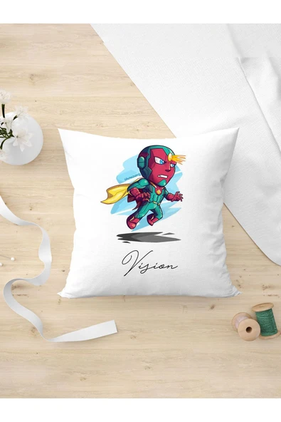 Panorama Ajans Marvel Film Severelere Şirin Vision Karakteri Tasarım Oda Dekoru Arkadaşa Kişiye Yastık Kılıfı ürün görseli 1