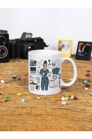 Panorama Ajans Hemşire, Doktor, Hastane Kombin Hediye Beyaz Kupa Bardak ürün görseli