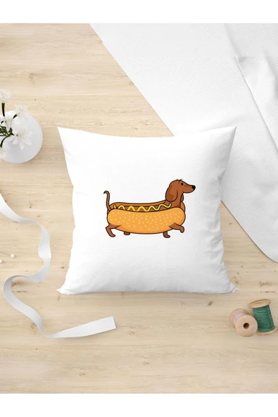 Panorama Ajans Şirin Sosis Köpek Tasarım Oda Dekoru Arkadaşa Kişiye Hediyelik Yastık Kılıfı ürün görseli