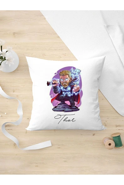 Panorama Ajans Marvel Film Severlere Şirin Thor Tasarım Oda Dekoru Arkadaşa Kişiye Hediyelik Yastık Kılıfı ürün görseli