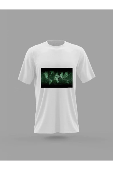 Panorama Ajans Black Dünya Desenli Dikişli Kaydırmaz Taban Oyuncu Baskılı T-shirt