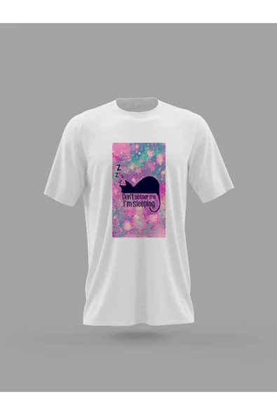 Panorama Ajans Rahatsız Etme Uyuyorum Kedi Baskılı T-shirt