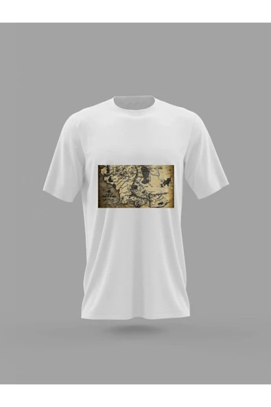 Panorama Ajans Yüzüklerin Efendisi Harita Baskılı T-shirt - Resim 1