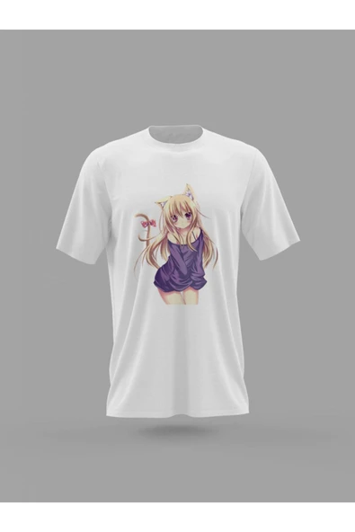 Panorama Ajans Unisex Mini Elbise Kedi Kız Anime Cat Girl Güzel Baskılı T-shirt - 1