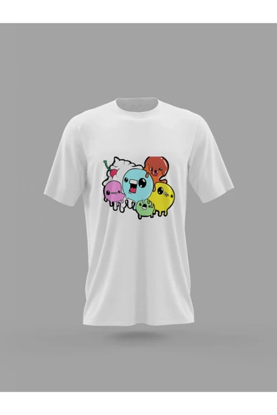 Panorama Ajans Unisex Ice Cream Doodle Baskılı T-shirt - 1