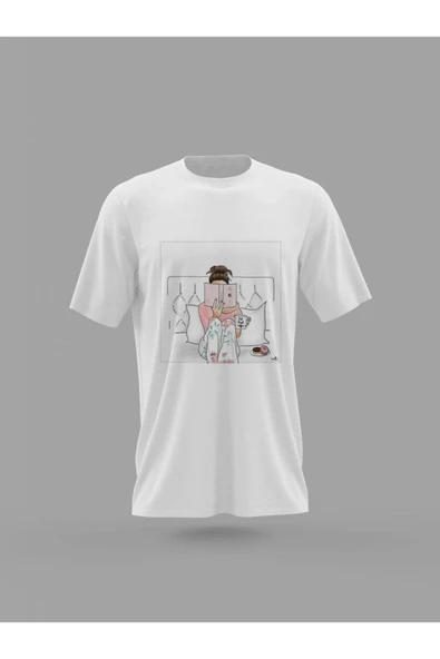 Panorama Ajans Pink Girl Coffee Baskılı T-shirt ürün görseli 1