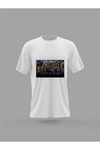 Panorama Ajans Marvel Tüm Karakterleri Tasarım Baskılı T-shirt ürün görseli 1