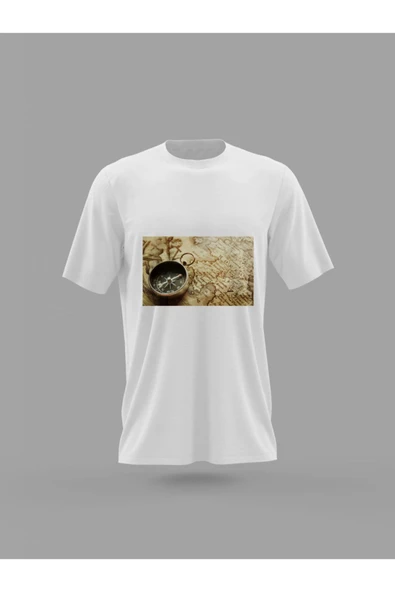 Panorama Ajans Pusula Harita Eski Tarz Baskılı T-shirt ürün görseli 1