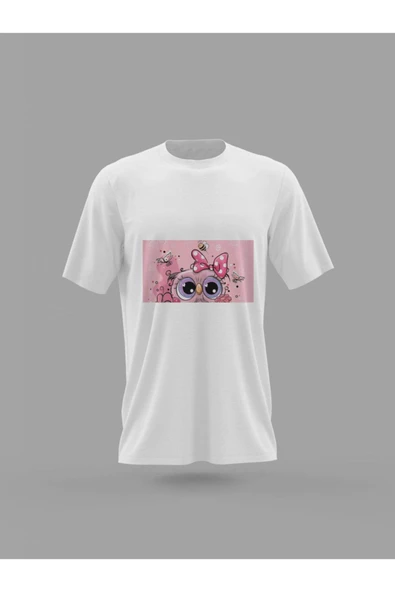 Panorama Ajans Tatlı Pembe Baykuş Owl Kurdele Baskılı T-shirt ürün görseli 1