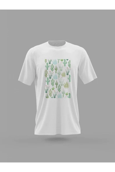 Panorama Ajans Kaktüs Cactus Pastel Yağlı Boya Tasarım Baskılı T-shirt ürün görseli 1