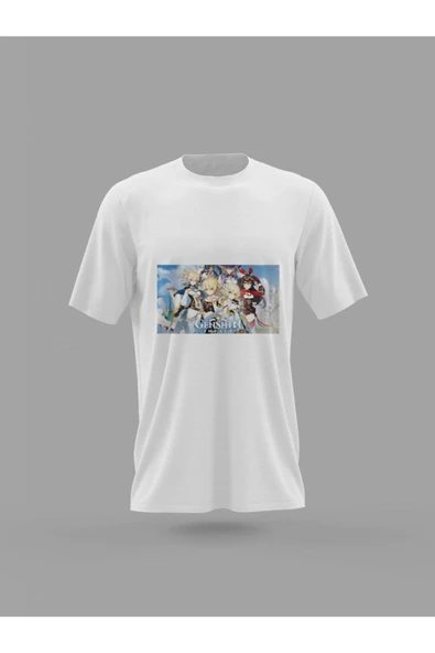 Panorama Ajans Genshin Impact Anime Dizi Netflix Mihoyo Baskılı T-shirt - 1