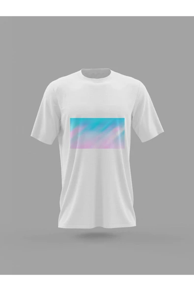 Panorama Ajans Pastel Renk Pink Blue Pembe Mavi Baskılı T-shirt ürün görseli 1
