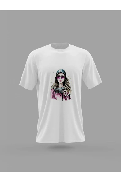 Panorama Ajans Tumblr Fotoğrafçı Kız Baskılı T-shirt ürün görseli 1