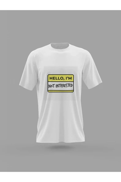 Panorama Ajans Hello I'm Not Interested Sarı Tasarım Baskılı T-shirt ürün görseli 1