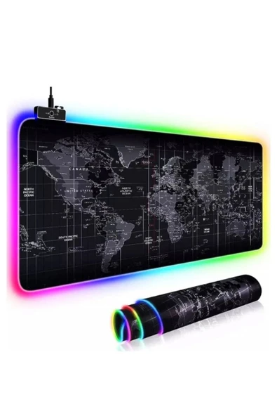 ATAsoft ELEKTRONİK Since 2021 Rgb Dünya Harita Desenli Mouse Pad Led Işıklı Su Geçirmez  Gaming Mousepad - 5