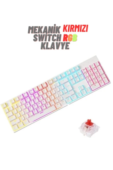 ATAsoft ELEKTRONİK Since 2021 Rgb Kırmızı Switch Q Gaming Tam Mekanik Kablolu Oyuncu Klavyesi Bkb4
