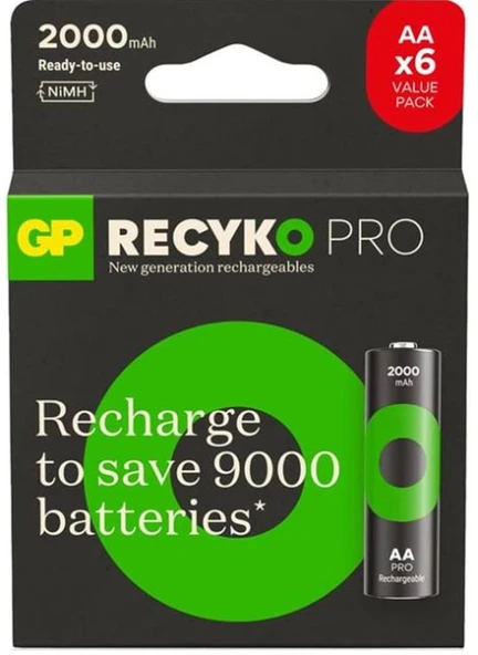 GP AA 2000 mAh Pro Şarjlı Kalem Pil 4+2li Paket  Paket GP210AAHCBR21-2GVPTLB6 - 1