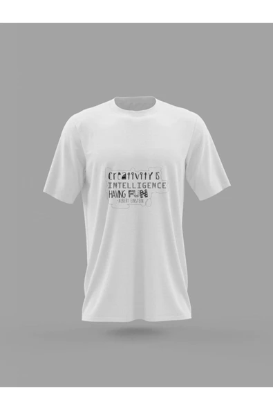 Panorama Ajans Albert Einstein Sözleri Sticker Baskılı T-shirt ürün görseli 1