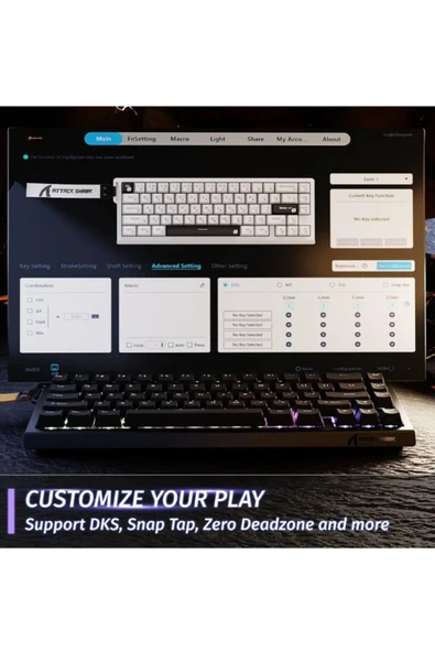 ATAsoft ELEKTRONİK Since 2021 Attack Shark X68HE Rapid Trigger 0.125ms Manyatik Switch RGB App Uygulamalı Gaming Oyuncu Klavye - 5