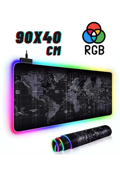 ATAsoft ELEKTRONİK Since 2021 Rgb Dünya Harita Desenli Mouse Pad Led Işıklı Su Geçirmez  Gaming Mousepad