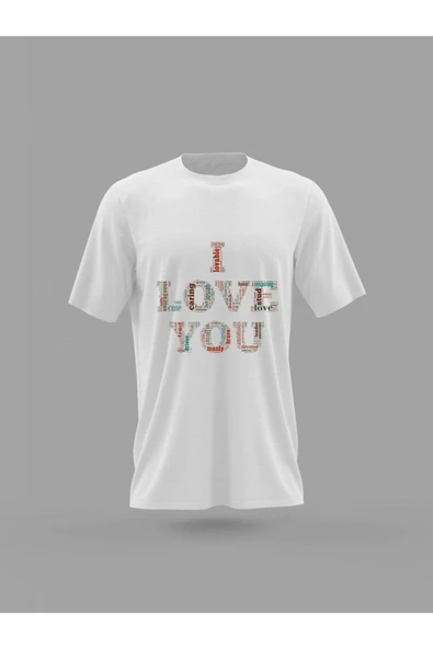 Panorama Ajans Sevgiliye Arkadaşa I Love You Tasarım Baskılı T-shirt