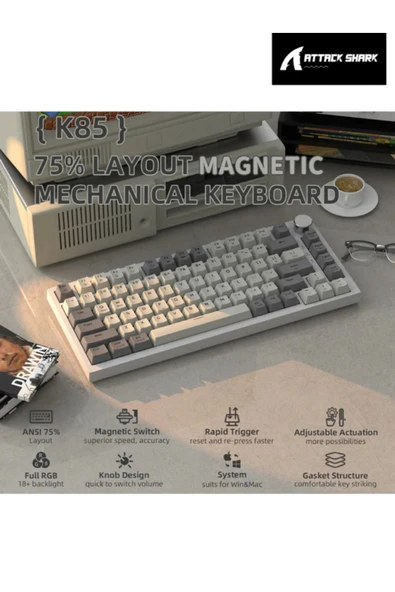 ATAsoft ELEKTRONİK Since 2021 K85 RGB Uygulamalı Manyetik Switch Rapid Trigger Gaming Oyuncu Klavyesi Attack shark - 5