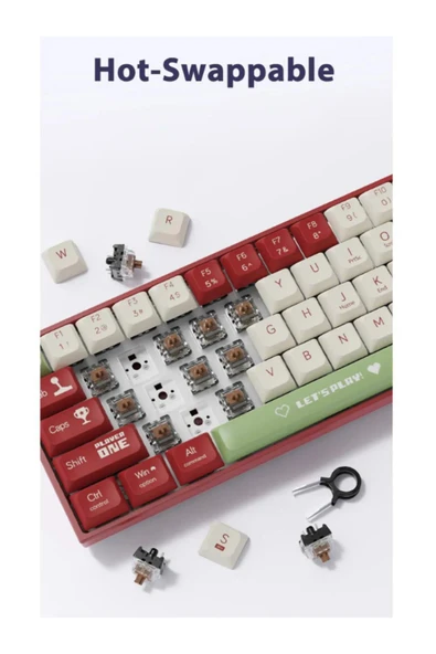 ATAsoft ELEKTRONİK Since 2021 Ajazz Ak680 65% Kablolu Hot-swap Kablolu Mekanik 68 Tuşlu Oyuncu Gaming Klavye Gri Renk - 3