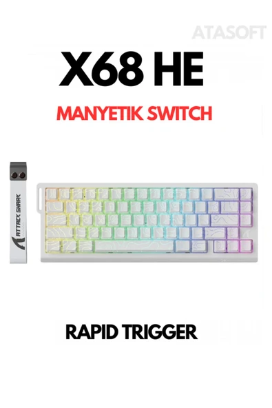 ATAsoft ELEKTRONİK Since 2021 Attack Shark X68HE Rapid Trigger 0.125ms Manyatik Switch RGB App Uygulamalı Gaming Oyuncu Klavye - 1