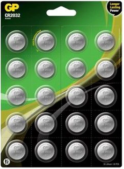 GP CR2032-2CAI20 3V Lityum Pil 20 li Kart ürün görseli 1
