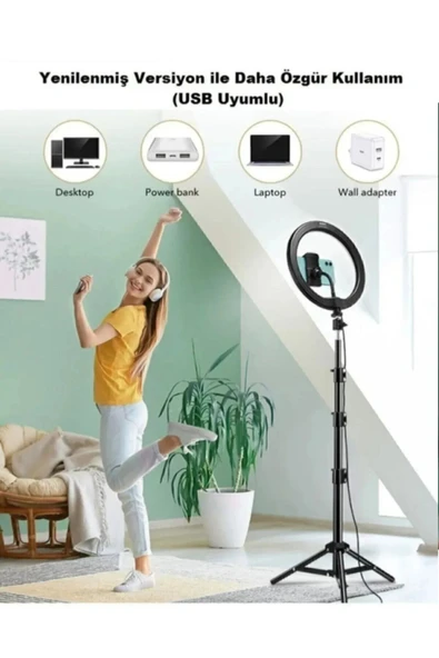 ATAsoft ELEKTRONİK Since 2021 Led Işıklı Tripod 10 Inç Halka Youtuber Tiktok Makyaj Işığı Ayaklı Tripod Rgb Kumandalı - 2
