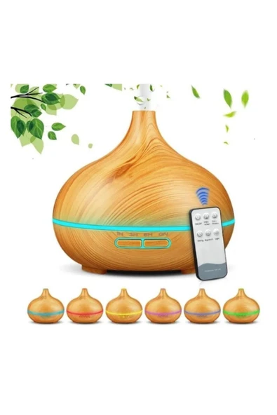 ATAsoft Kahverengi 7 Led Işıklı Aromatik Oda Kokusu Hava Nemlendirici 550 Ml Aroma Difüzörü Buhar - 1