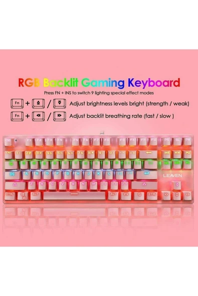 ATAsoft ELEKTRONİK Since 2021 K550 Rgb Pembe K550 Mekanik Gaming Oyuncu Klavyesi - 2