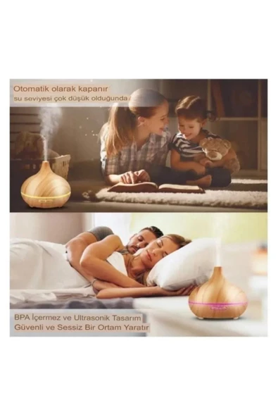ATAsoft Kahverengi 7 Led Işıklı Aromatik Oda Kokusu Hava Nemlendirici 550 Ml Aroma Difüzörü Buhar - 5