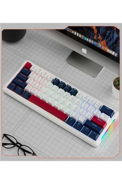ATAsoft ELEKTRONİK Since 2021 K610 Mini Kablolu Mekanik RGB Oyuncu Işıklı Klavye 61 Tuşlu Kırmızı Switch - 1