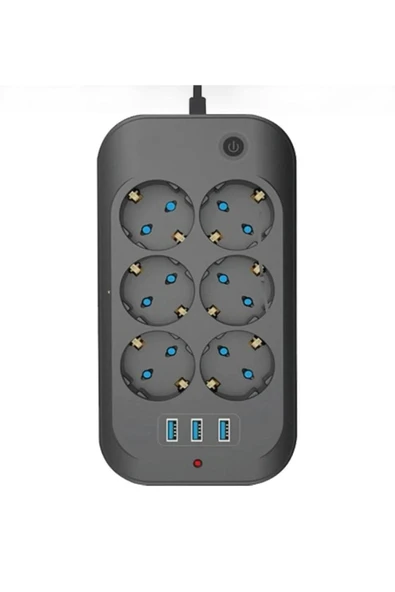 Mi7a Fulltech Termal Akım Korumalı, Çocuk Korumalı, 6'lı 2 Mt Uzatma Kablosu 6 X Priz, 3 X Usb - 3