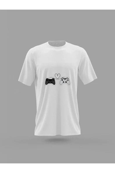 Panorama Ajans Gamer Çiftlere Oyun Konsolu Love Baskılı T-shirt ürün görseli 1