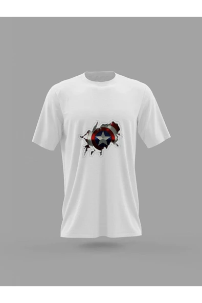 Panorama Ajans Unisex Marvel Severlere Kaptan Amerika Kalkanı Baskılı T-shirt