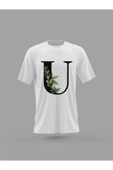 Panorama Ajans U Harfi Yeşil Yapraklı Baskılı T-shirt