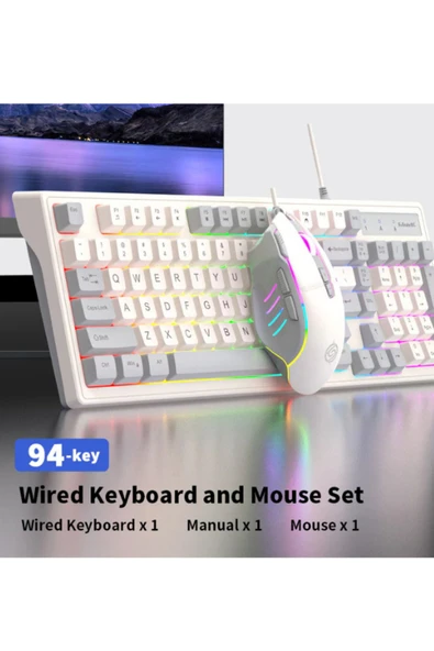 ATAsoft ELEKTRONİK Since 2021 Km800 Klavye Led Işıklı Modlu 98 Tuşlu Oyuncu Klavye Mouse Seti Usb Girişli Gaming Klavye - 4