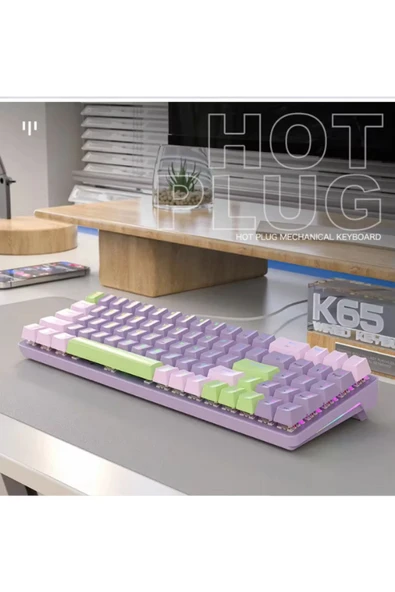 ATAsoft ELEKTRONİK Since 2021 K65 Oyuncu Klavyesi Gaming Mekanik 78 Tuşlu Rainbow Aydınlatmalı Hot-Swapp Usb Tip-c Kablosu - Resim 2