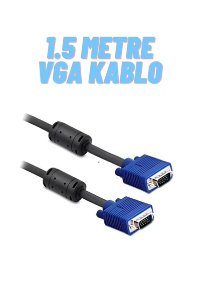 ATAsoft ELEKTRONİK Since 2021 Vga Kablosu Ekran Lcd Monitör Projeksiyon Bağlantı Kablosu 1.5 Metre