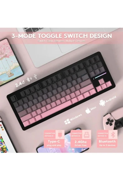 ATAsoft ELEKTRONİK Since 2021 M87 White Switch Mekanik RGB Rapid Trigger E-Sports Profesyonel Gaming Oyuncu Klavye attack shark - 5